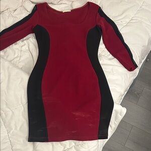 Elegant Red and Black Bodycon Dress